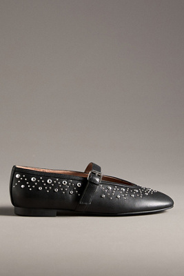 Bibi Lou Studded Mary Jane Flats In Black