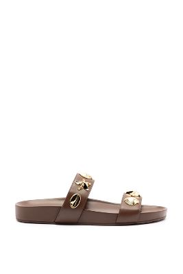 Shop Larroude Madison Slide Sandals In Brown