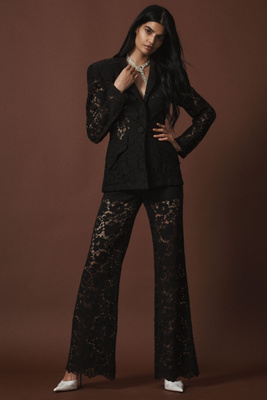 Sans Faff London Lace Flared Pants In Black