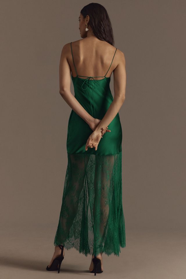Shona Joy Elle Cowl-Neck Silk Lace Maxi Dress #1