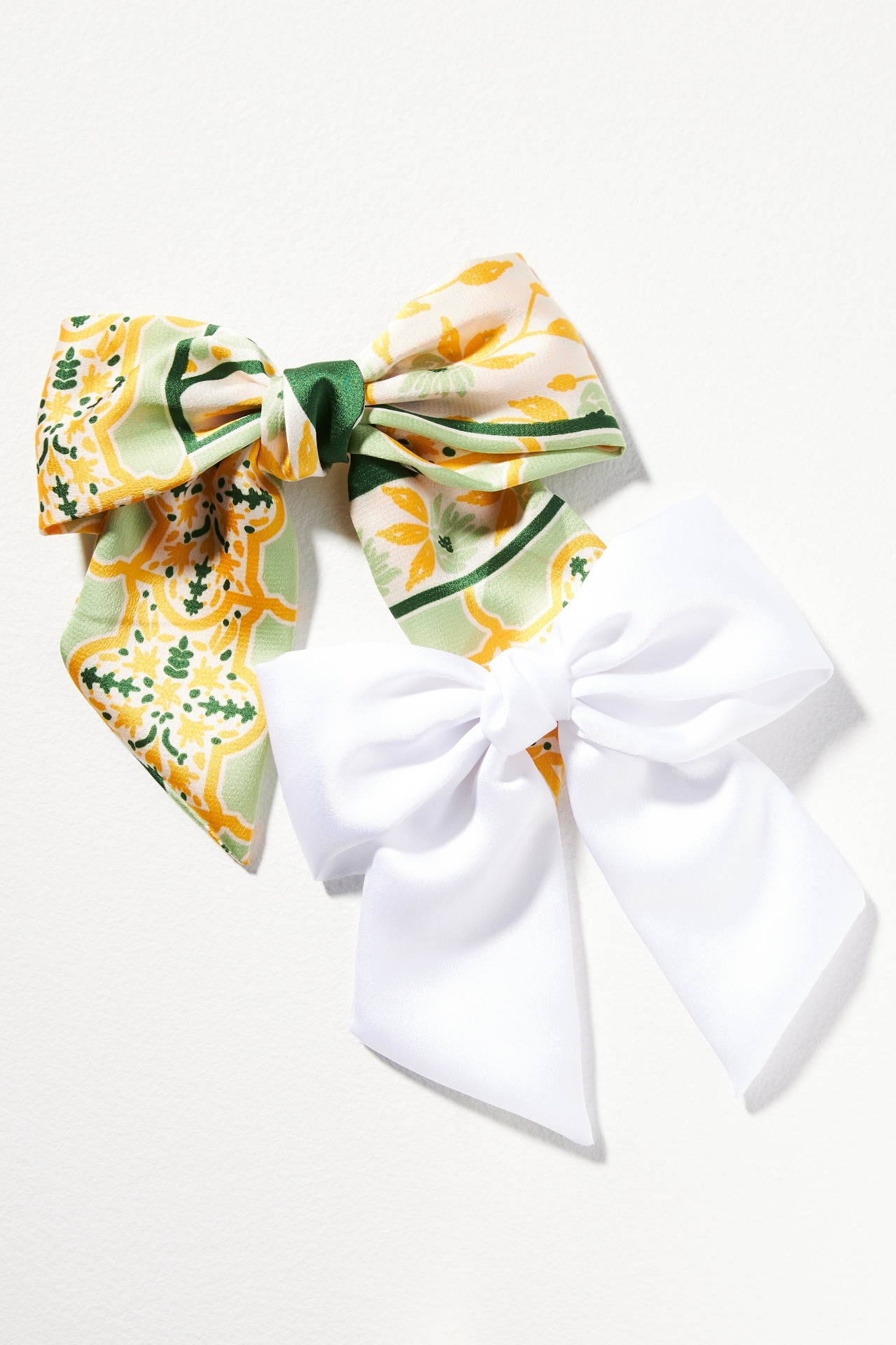 Printed & Solid Hair Bows, Set of 2