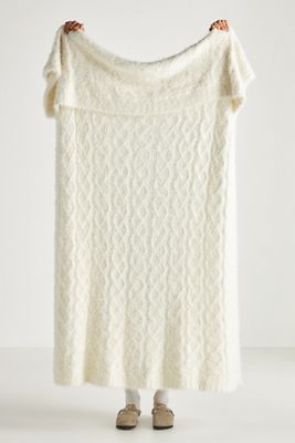 Camden Cable-Knit Eyelash Throw Blanket