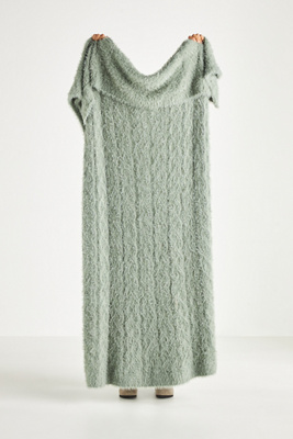 Anthropologie Camden Cable Knit Eyelash Throw Blanket