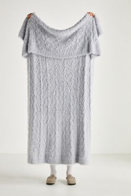 Camden Cable-Knit Eyelash Throw Blanket
