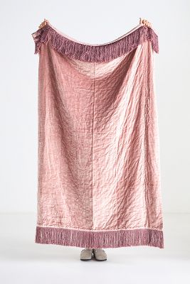 Anthropologie Valentina Velvet Throw Blanket In Pink