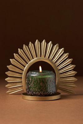 Anthropologie Gold Ray Candle Holder