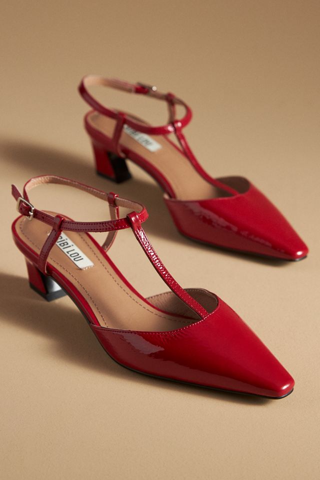 Bibi Lou Pointed-Toe T-Strap Heels #1