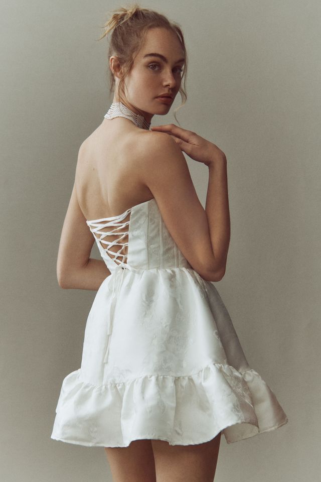V. Chapman Ginny Strapless Corset Lace Mini Dress | Anthropologie