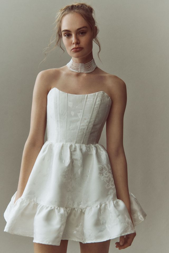 V. Chapman Ginny Strapless Corset Lace Mini Dress #5