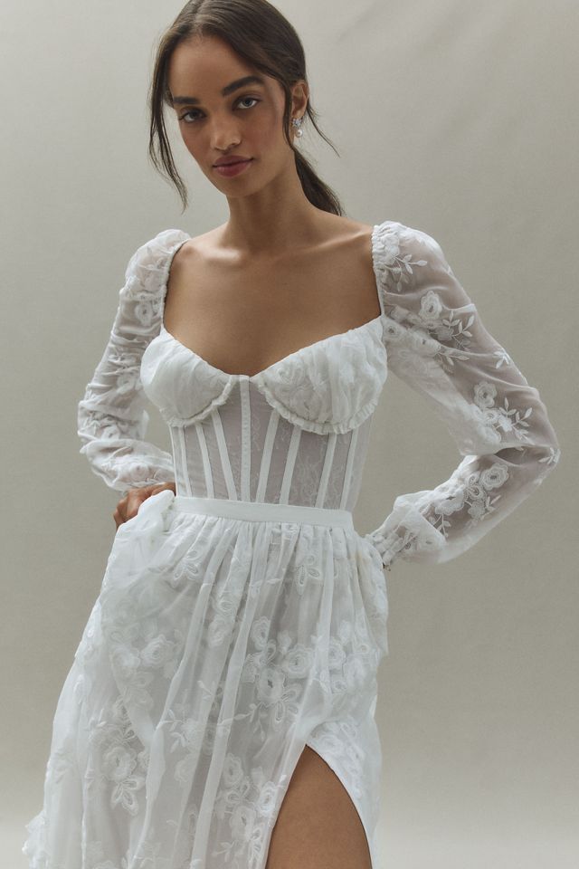 V. Chapman Carmella Long-Sleeve Ruffled Chiffon Maxi Dress #3