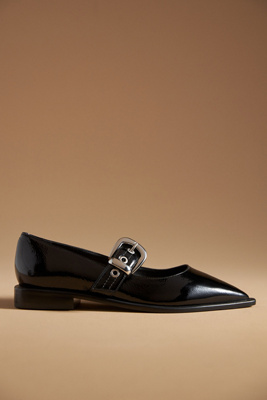 Maeve Pointed-toe Moto Mary Jane Flats In Black