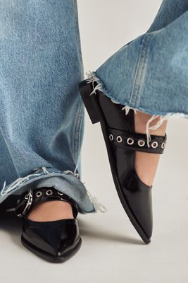 Maeve Pointed-Toe Moto Mary Jane Flats