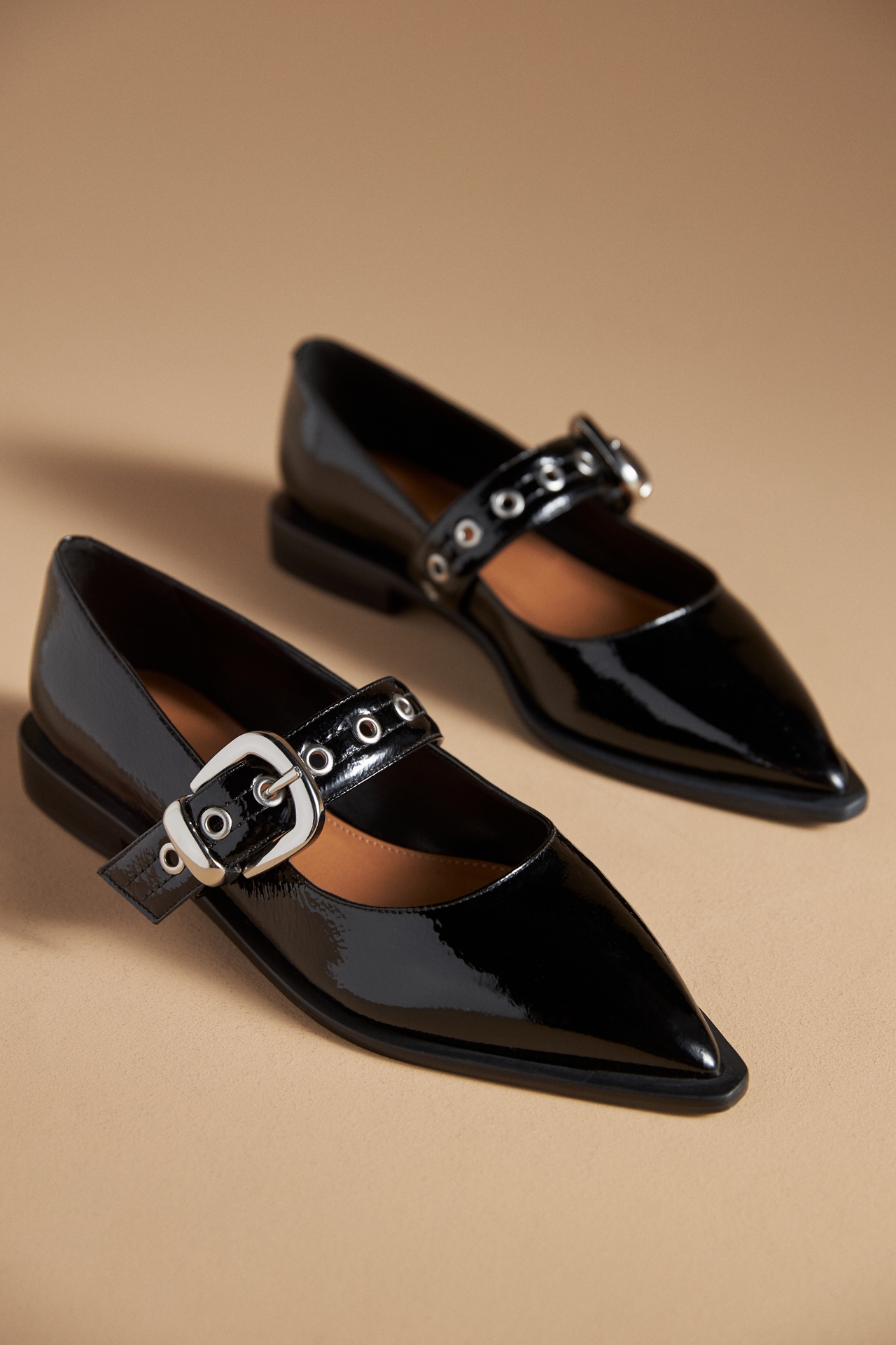Maeve Pointed-Toe Moto Mary Jane Flats
