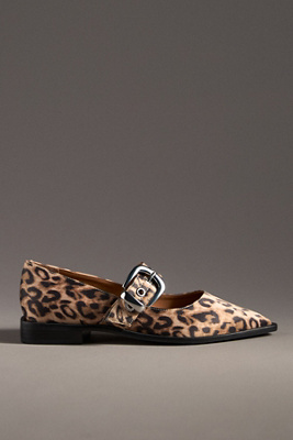 Maeve Pointed-toe Moto Mary Jane Flats In Beige