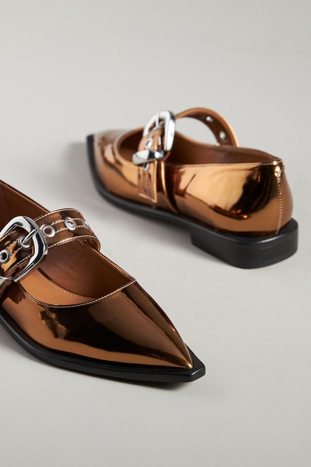 Maeve Pointed-Toe Moto Mary Jane Flats