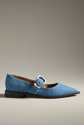 Maeve Pointed-toe Moto Mary Jane Flats In Blue
