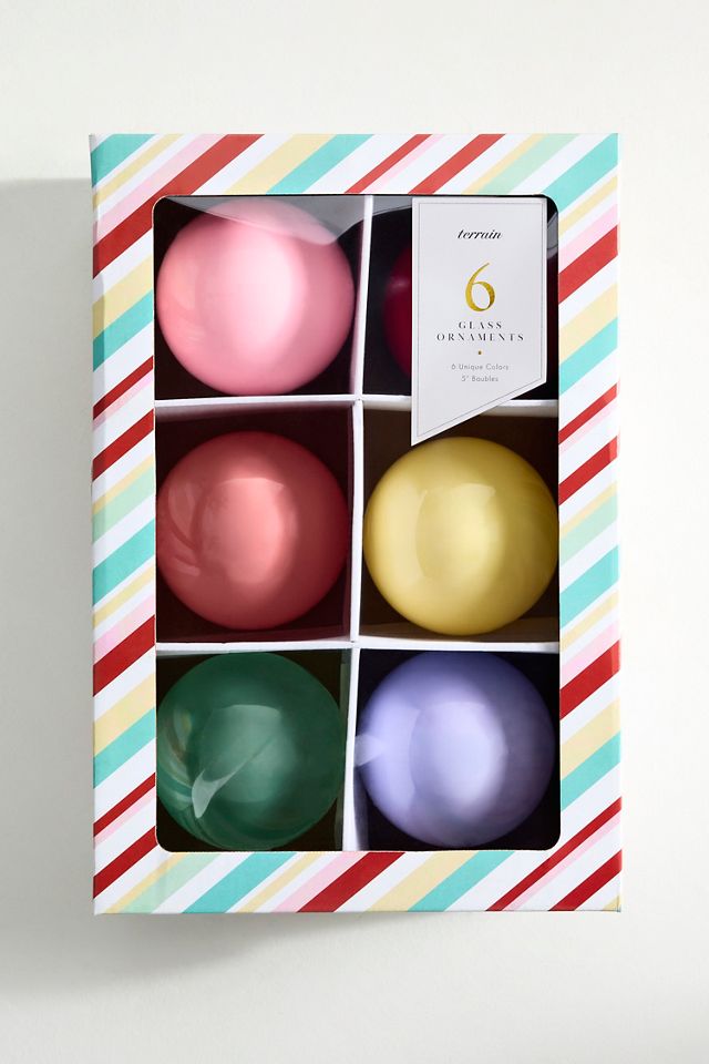 Good Cheer 5" Glass Bauble Ornaments, Set of 6 #1