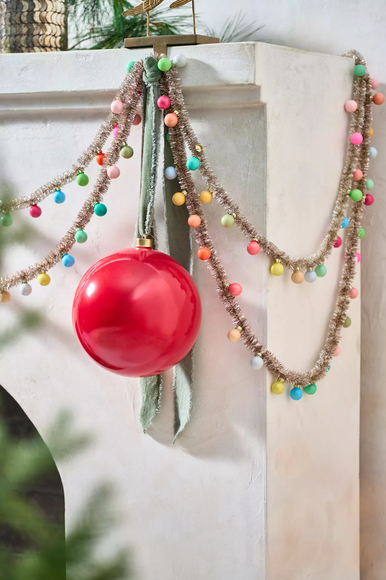 Terrain Good Cheer Mini Bauble Tinsel Garland, 14.6'