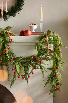 Terrain Good Cheer Bauble Ornament Tinsel Garland In Multi