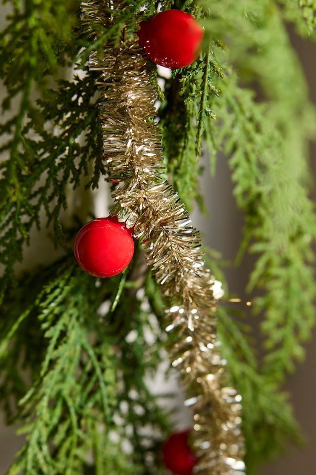 Good Cheer Bauble Ornament Tinsel Garland, 14.6' #1