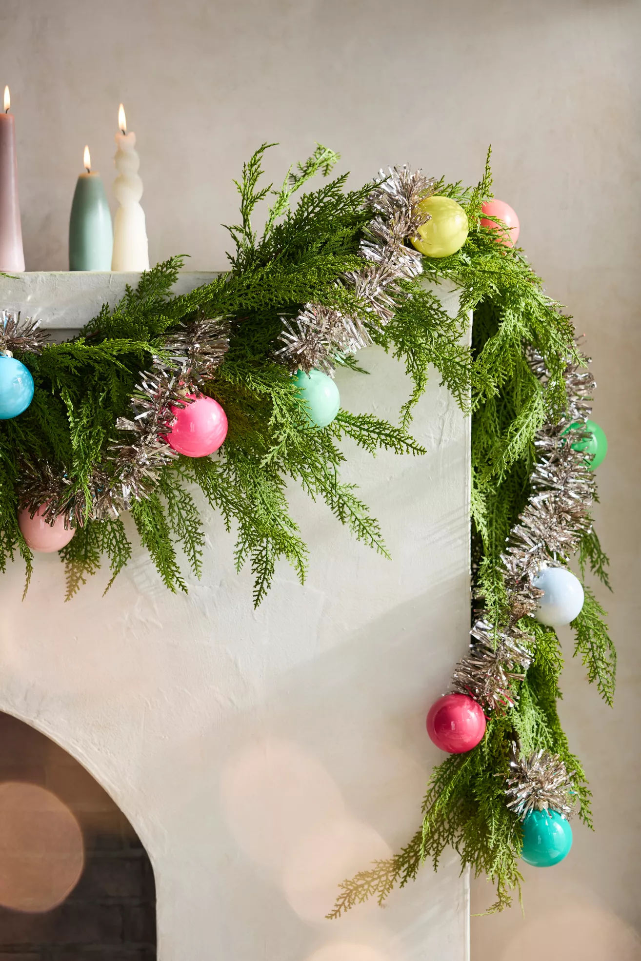Terrain Good Cheer Bauble Tinsel Garland, 9'