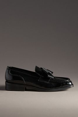 Shop Maeve Bow Square-toe Loafers In Black