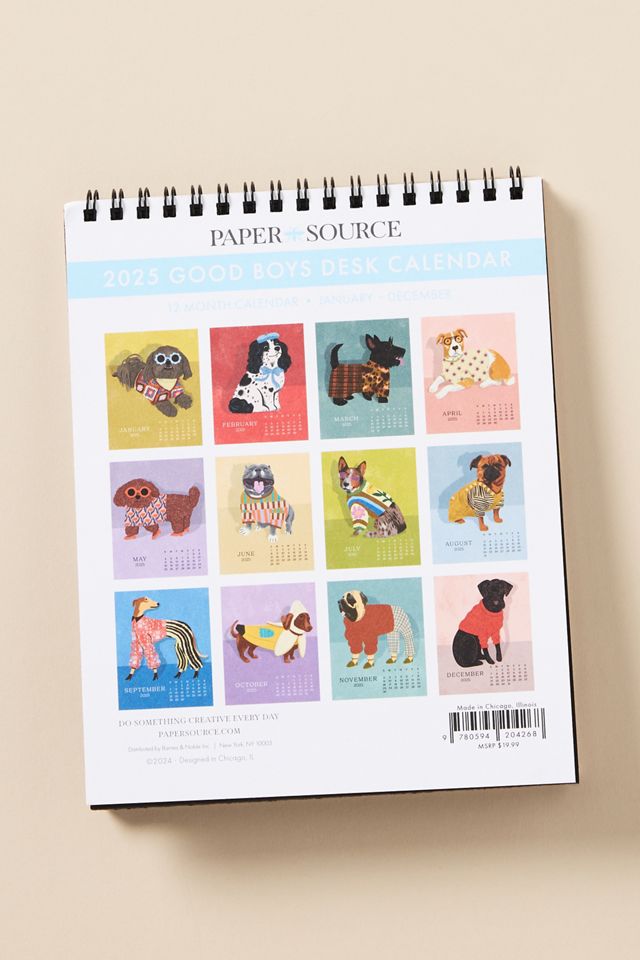 Paper Source Good Boys Dog 2025 Softcover Desk Calendar #3
