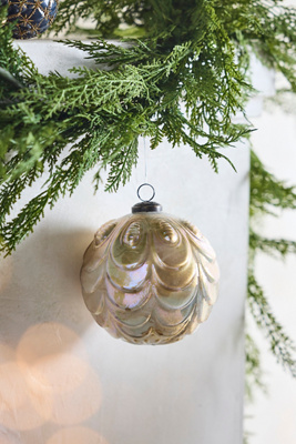Terrain Scalloped Gold Globe Ornament