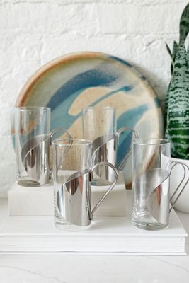 Old Flame Candle Co. Vintage MCM Chrome Caged Glasses