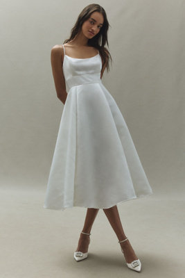 bhldn appliqué square neck fit & flare midi dress Women's Lexi Short Sleeve Fit & Flare Midi Dress | Blue main image 1