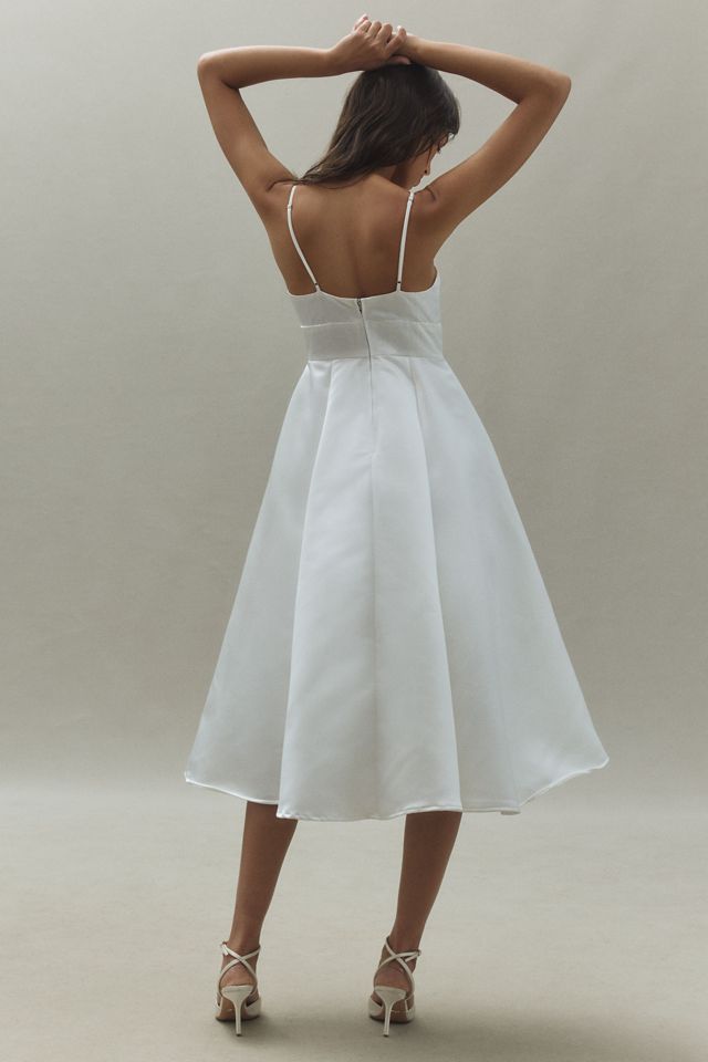 BHLDN Scoop-Neck Fit & Flare Satin Midi Dress #2
