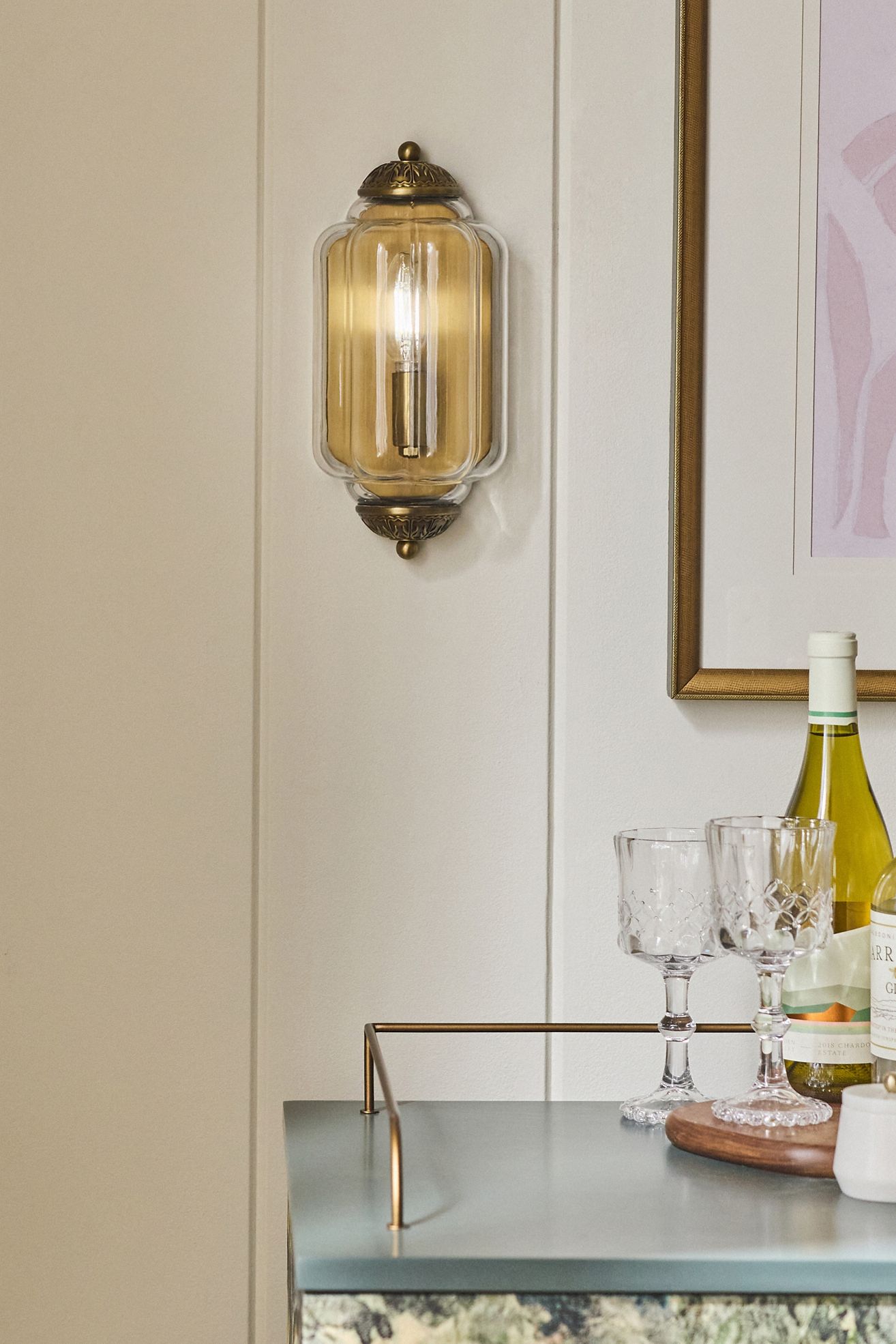 The Eloise Scallop Milk Glass Flush Sconce Wall Light - Clear Glass / Brass, One Size