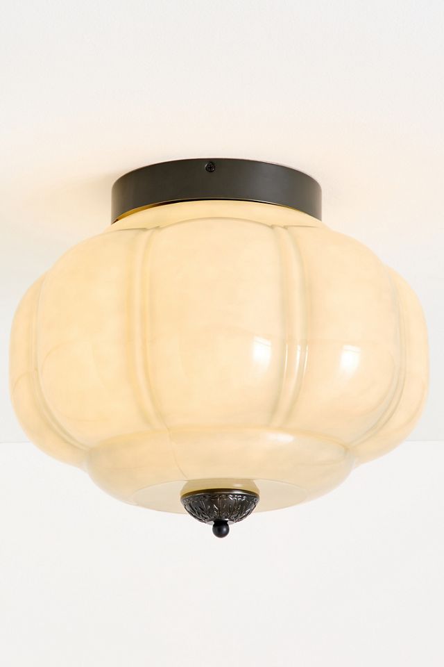 The Eloise Scallop Milk Glass Flush Mount Ceiling Light #1