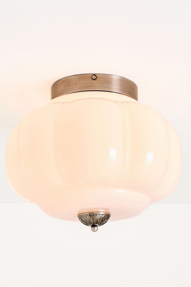 The Eloise Scallop Milk Glass Flush Mount Ceiling Light #1