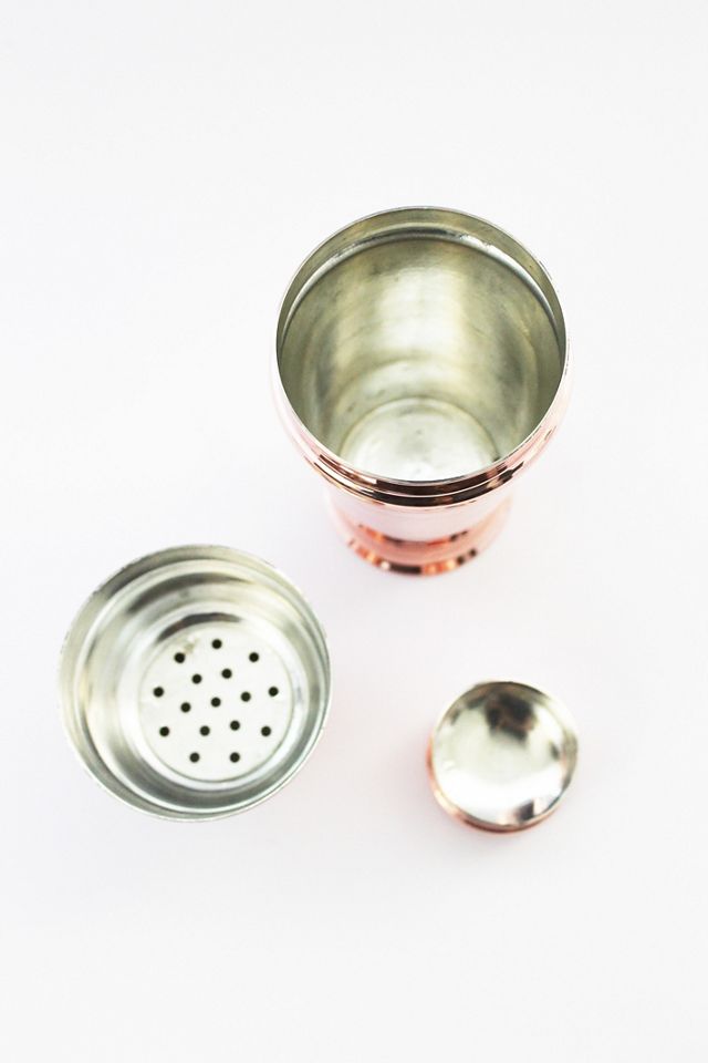 Vintage-Inspired Copper and Brass Cocktail Shaker