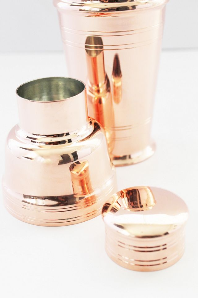 Vintage-Inspired Copper and Brass Cocktail Shaker