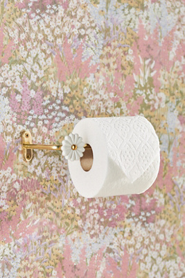 Anthropologie Daisy Flower Toilet Roll Holder In Brown