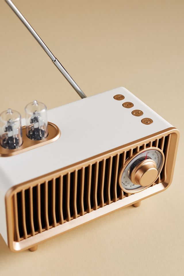 Milton White Sand Portable Vintage Radio with Bluetooth