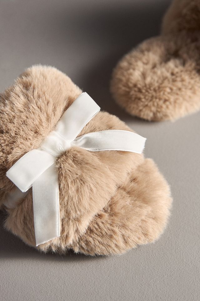 Maeve Faux-Fur Open-Toe Bow Slippers #2