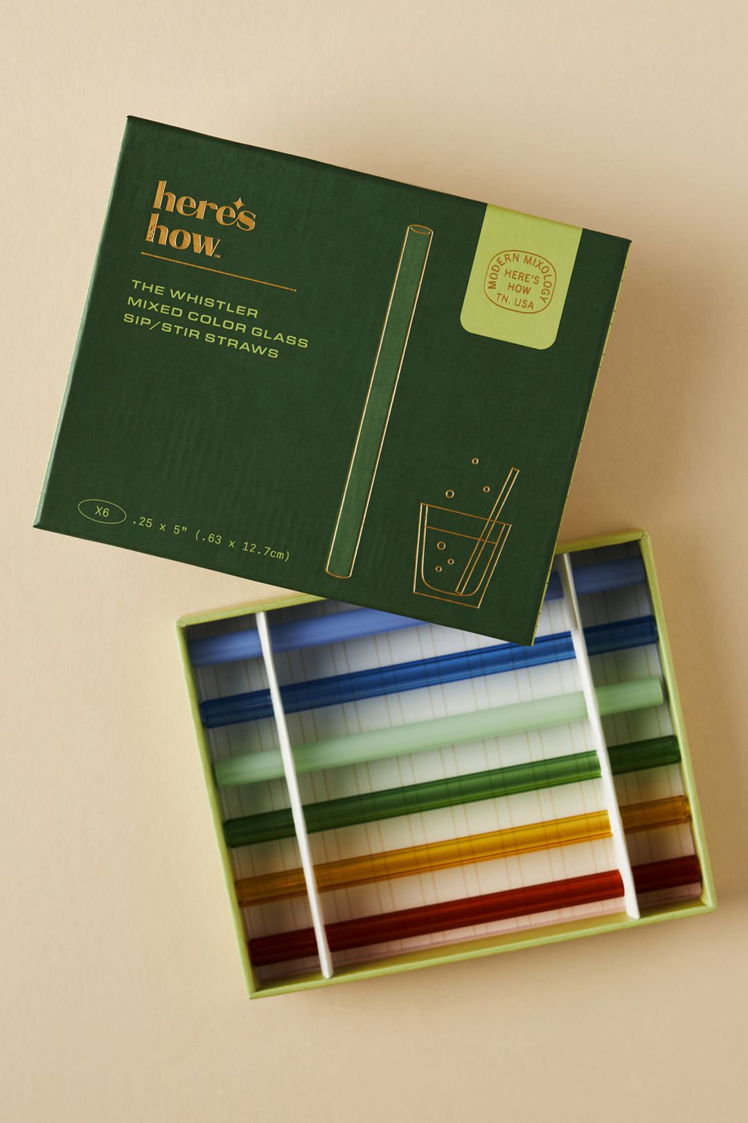 Here's How Glass Cocktail Straws, Set of 6 - Multi, Standard, Set Of 6