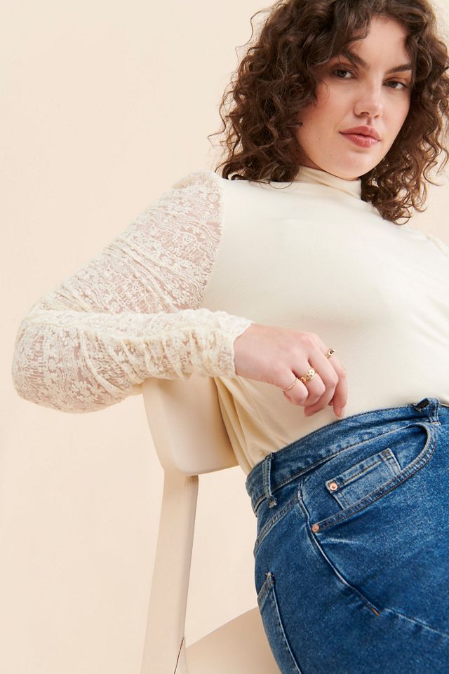 Design History Octavia Lace Sleeve Top #2