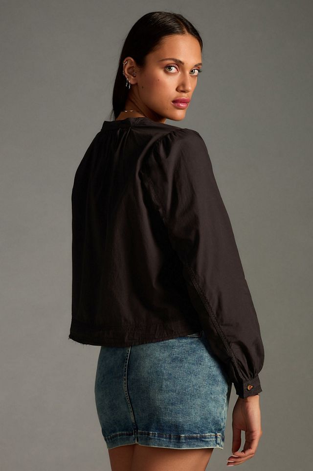Pilcro Cropped Henley Blouse #1