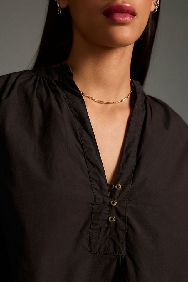 Pilcro Cropped Henley Blouse #2
