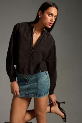 Pilcro Cropped Henley Blouse