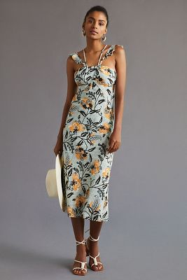 NEW Anthropologie Cloth & Stone Linen Cross-Halter Midi Dress Sz L offers