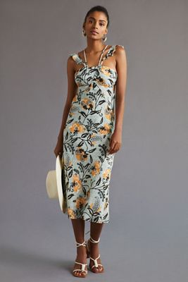 navy blue dress for baby girl ASTR the Label Asymmetrical Floral Midi Dress
