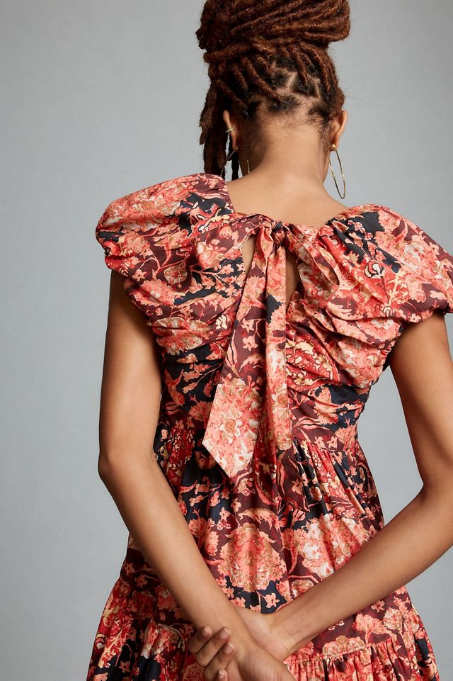 Printed V-Neck Babydoll Dress #1