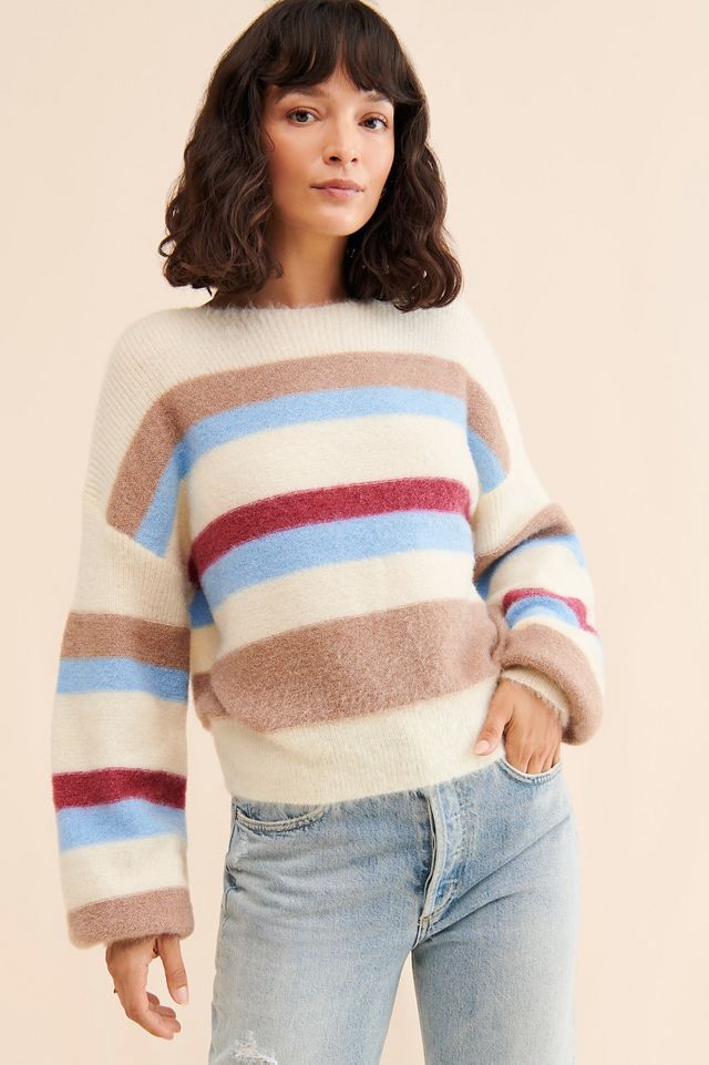 Anthropologie Sky Striped Sweater NWT Size Large offers