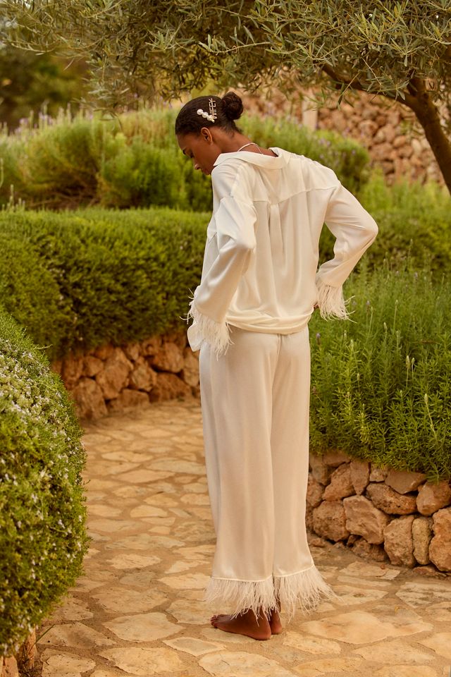 Hutch Faux-Feather Trim Heart-Pocket Pajama Set #3