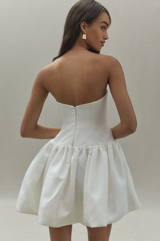 Jenny Yoo Tinsley Strapless Drop-Waist Bubble-Hem Mini Dress #3